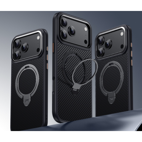 Coque de Téléphone en Fibre de Carbone avec Béquille Magnétique | Ultra-Légère & Protection contre les Chutes de Qualité Militaire | Série Business