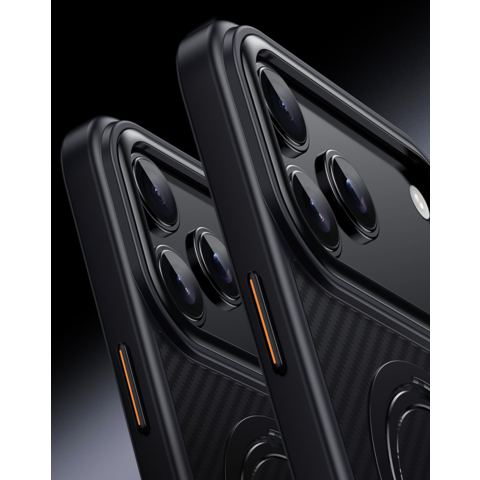 Coque de Téléphone en Fibre de Carbone avec Béquille Magnétique | Ultra-Légère & Protection contre les Chutes de Qualité Militaire | Série Business