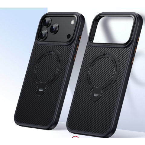 Coque de Téléphone en Fibre de Carbone avec Béquille Magnétique | Ultra-Légère & Protection contre les Chutes de Qualité Militaire | Série Business