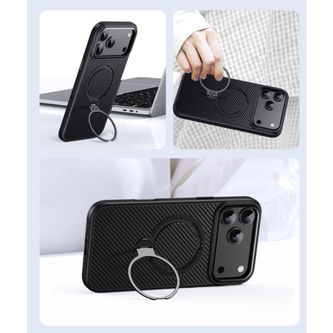 Coque de Téléphone en Fibre de Carbone avec Béquille Magnétique | Ultra-Légère & Protection contre les Chutes de Qualité Militaire | Série Business