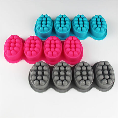 Moules à Savon en Silicone Stockés en Usine, 4 Cavités, Massage, DIY, Moule à Savon Artisanal