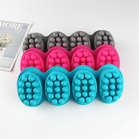 Moules à Savon en Silicone Stockés en Usine, 4 Cavités, Massage, DIY, Moule à Savon Artisanal