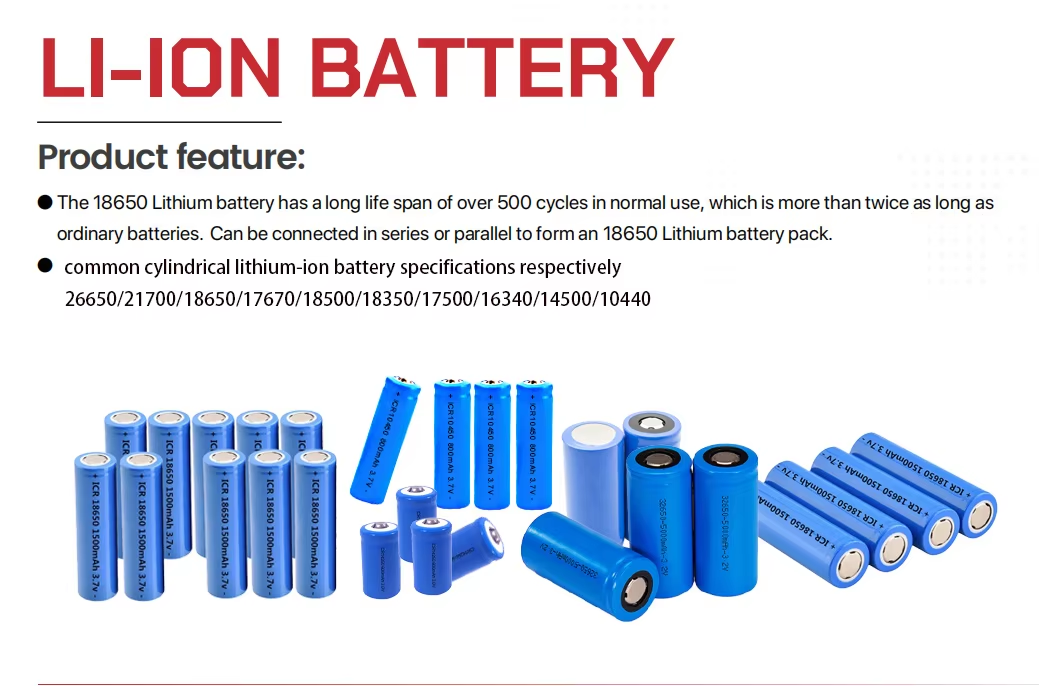 Icr18650 3.7v 1500mah Cylindrical Lithium Ion Rechargeable Battery Pack ...