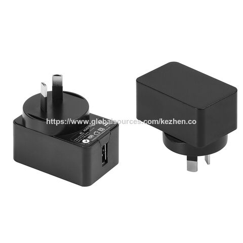 Adaptateurs secteur USB 5V2A pour téléphones portables et tablettes avec certifications CE, ROHS et GS, couleur noire. Vente en gros.