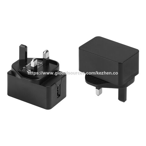 Adaptateurs secteur USB 5V2A pour téléphones portables et tablettes avec certifications CE, ROHS et GS, couleur noire. Vente en gros.