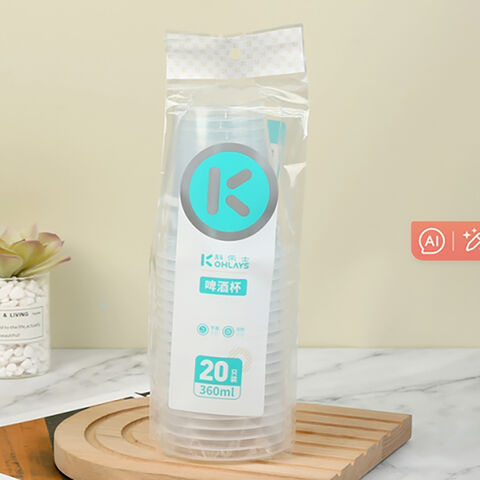 Venda direta da fábrica OEM Copos de cerveja de plástico descartáveis Copos transparentes para bebidas Copos de vinho descartáveis 360ml 12oz