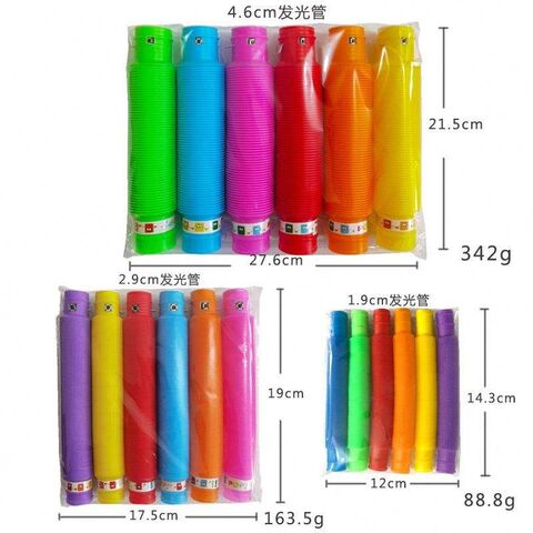 Hot sale BPA Free Plastic Light up Pop Tube Toys Glow Sticks LED Party Magic Pop Tube Sensory Toys Stretchable Pops Tubes