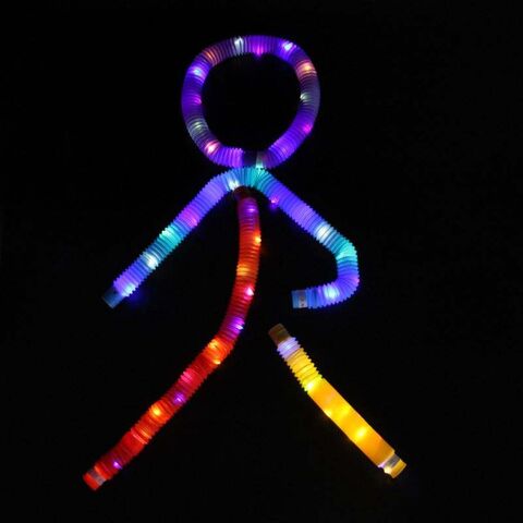 Hot sale BPA Free Plastic Light up Pop Tube Toys Glow Sticks LED Party Magic Pop Tube Sensory Toys Stretchable Pops Tubes