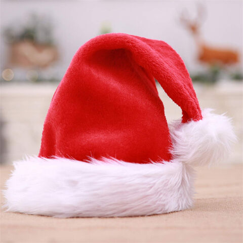 Gorro de Papai Noel Inverno Quente Festa Crianças Adultos Clássico Vermelho Pelúcia Chapéus de Feliz Natal