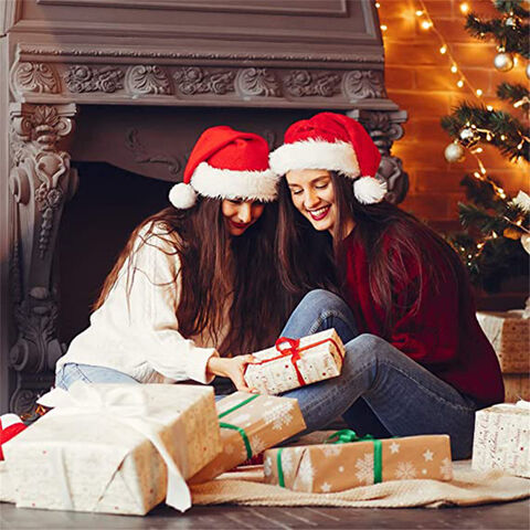 Gorro de Papai Noel Inverno Quente Festa Crianças Adultos Clássico Vermelho Pelúcia Chapéus de Feliz Natal