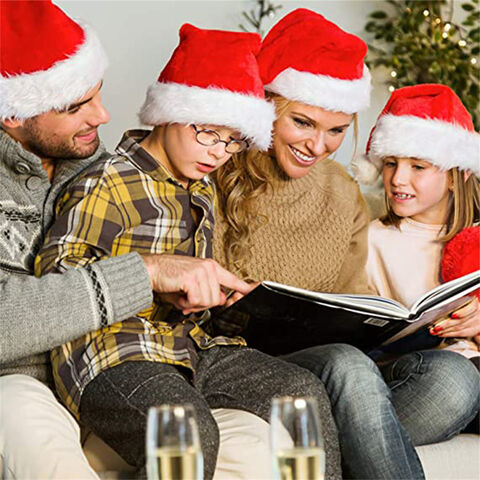 Gorro de Papai Noel Inverno Quente Festa Crianças Adultos Clássico Vermelho Pelúcia Chapéus de Feliz Natal