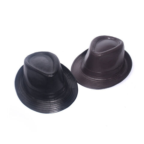 Chapéu Jazz Estilo Britânico Vintage PU Imitação de Couro Aba Curta Chapéus Formais Masculinos Ideal para Presente