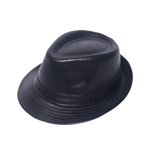 Chapéu Jazz Estilo Britânico Vintage PU Imitação de Couro Aba Curta Chapéus Formais Masculinos Ideal para Presente