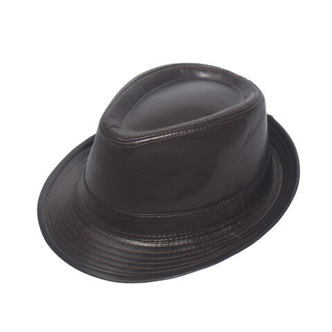 Chapéu Jazz Estilo Britânico Vintage PU Imitação de Couro Aba Curta Chapéus Formais Masculinos Ideal para Presente