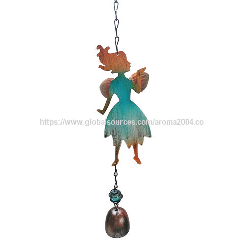 Sino de vento decorativo para casa e jardim, fada, metal colorido, presente encantador e barato