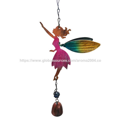 Sino de vento decorativo para casa e jardim, fada, metal colorido, presente encantador e barato