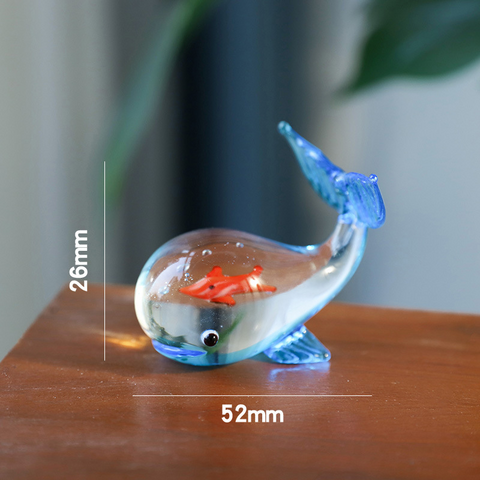 Adorno de Escritorio de Vidrio de Borosilicato Alto con Forma de Ballena, Lindo Pez Oceánico para Pecera con Peces Dorados, Decoración para el Hogar