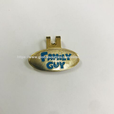 Clipe de chapéu de golfe personalizado em cor dourada, acabamento em esmalte duro com marcador de bola magnético - Fabricante direto