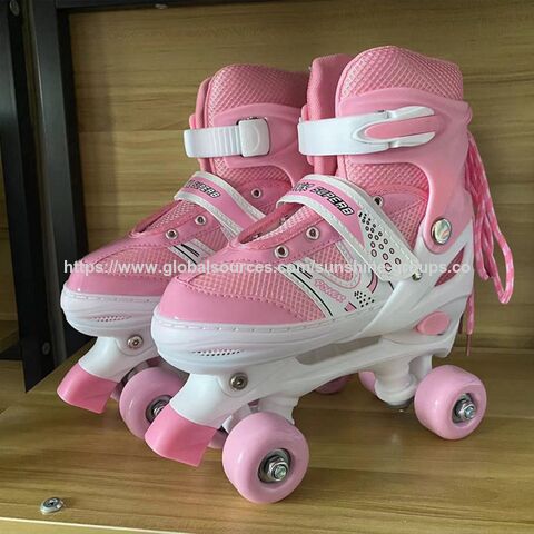 Patins de gelo de fileira dupla, patins de rolo de quatro rodas para adultos, sapatos de patinação tradicionais, rodas de tamanho ajustável, patins de rolo infantis