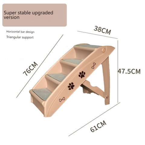 Escalier Pliable pour Animaux de Compagnie avec Cadre en Bois Imperméable et Housse Amovible en Lin Respirant