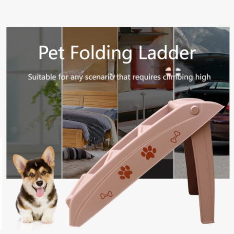 Escalier Pliable pour Animaux de Compagnie avec Cadre en Bois Imperméable et Housse Amovible en Lin Respirant