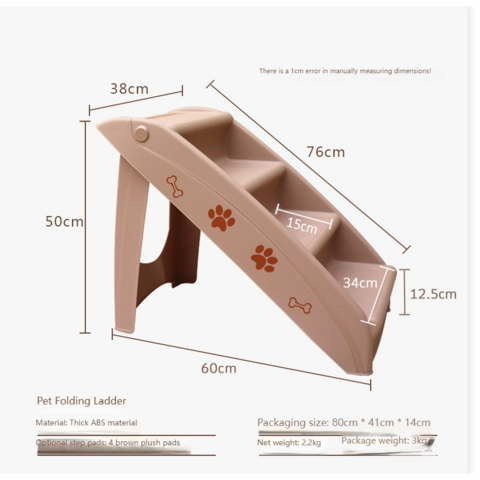 Escalier Pliable pour Animaux de Compagnie avec Cadre en Bois Imperméable et Housse Amovible en Lin Respirant