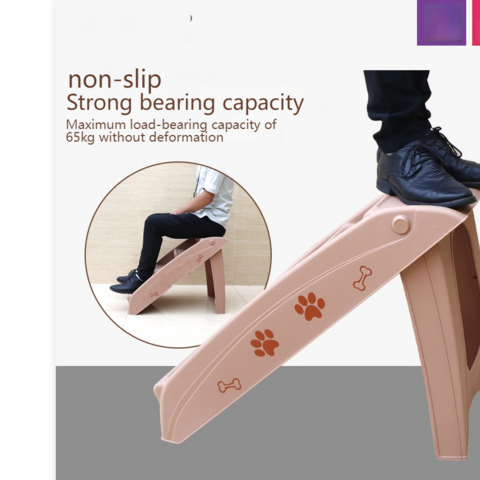 Escalier Pliable pour Animaux de Compagnie avec Cadre en Bois Imperméable et Housse Amovible en Lin Respirant