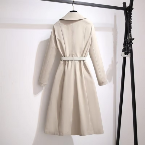 Nouveau manteau long et fin à revers de style britannique pour femmes, printemps, avec ceinture et écharpes, élégant et tendance pour femmes de bureau, coupe-vent décontracté