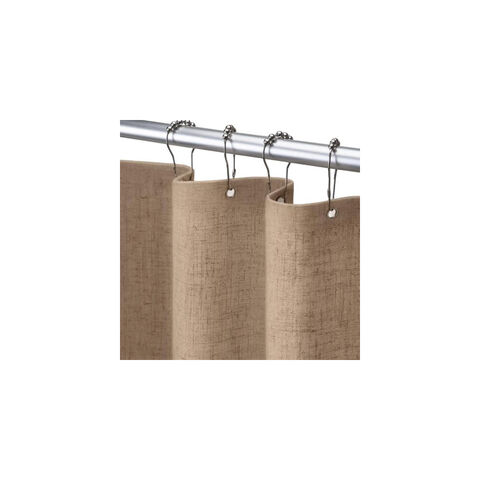 Rideau de douche en polyester beige style bohème ferme pour salle de bain, tissu crème