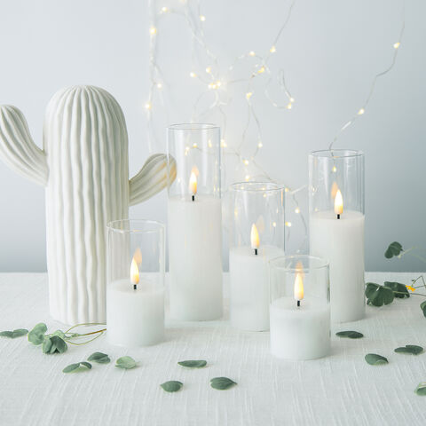 Bougie LED Flamme Vacillante D5 H15, Cire de Paraffine Blanche, Fonctionnement à Piles - Idéale pour Décoration et Événements