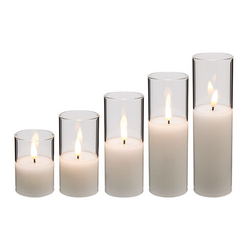 Bougie LED Flamme Vacillante D5 H15, Cire de Paraffine Blanche, Fonctionnement à Piles - Idéale pour Décoration et Événements