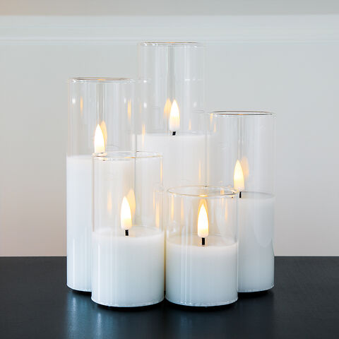 Bougie LED Flamme Vacillante D5 H15, Cire de Paraffine Blanche, Fonctionnement à Piles - Idéale pour Décoration et Événements