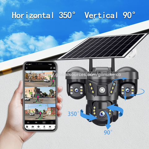 Echte Triple-Lens Solar-Überwachungskamera, wasserdichte 4G-Überwachungskamera für den Außenbereich für Camping & Baustellen
