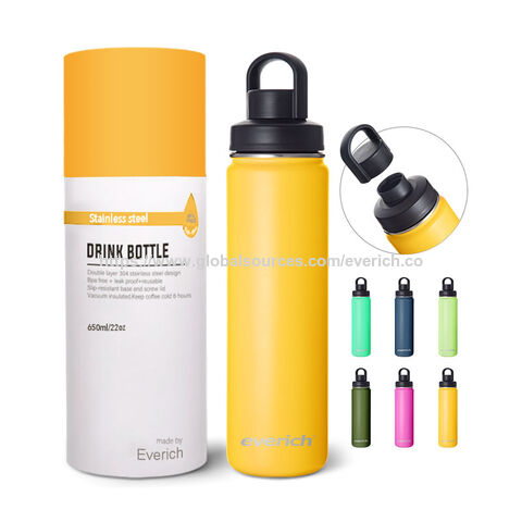 Botella de agua aislada de acero inoxidable 304 de doble pared con tapa deportiva y diferentes capacidades, color y logotipo personalizados