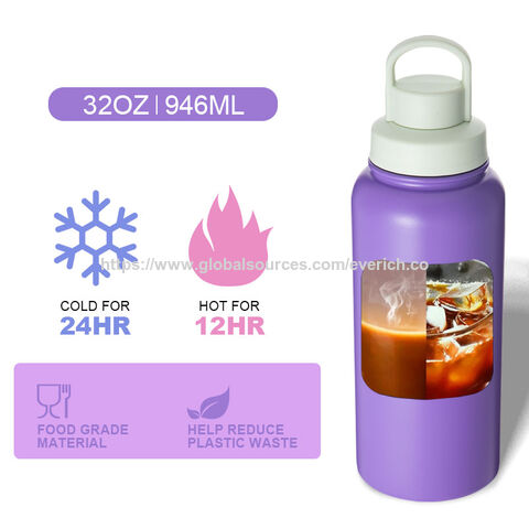 Botella de agua aislada de acero inoxidable 304 de doble pared con tapa deportiva y diferentes capacidades, color y logotipo personalizados
