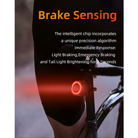 Feu Arrière de Vélo LED avec Alarme Antivol, Détection de Freinage, Avertissement Automatique de Nuit, IP65, Batterie Rechargeable, Montage Arrière pour Vélo