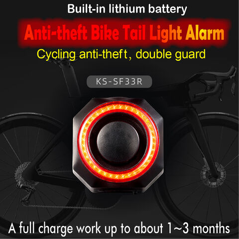 Feu Arrière de Vélo LED avec Alarme Antivol, Détection de Freinage, Avertissement Automatique de Nuit, IP65, Batterie Rechargeable, Montage Arrière pour Vélo