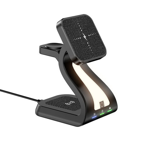 محطة شحن لاسلكية 3 في 1 لشاحن App MagSafe، حامل شاحن Mag-Safe مغناطيسي سريع معتمد من Qi بقوة 15 واط لهواتف iPhone 16 15