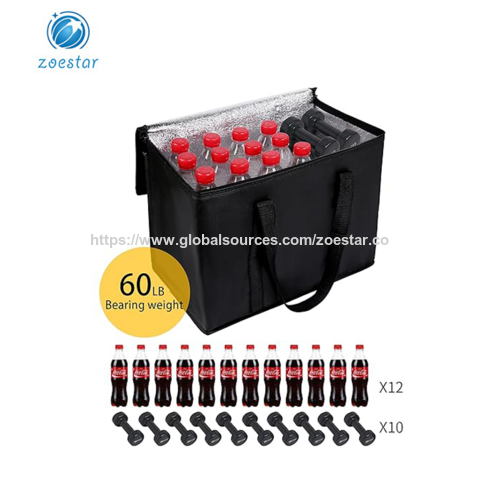 Large Insulated Grocery shopping bags,Black, reusable bag,thermal zipper,Collapsible,tote,cooler,foodtransport hot and cold,campin