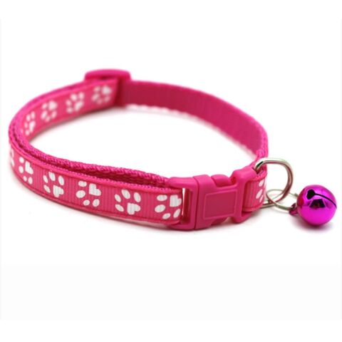 Coleira ajustável de nylon para animais de estimação com sino e fivela de liberação rápida para gatos e cães pequenos. Ideal para atacadistas e distribuidores.