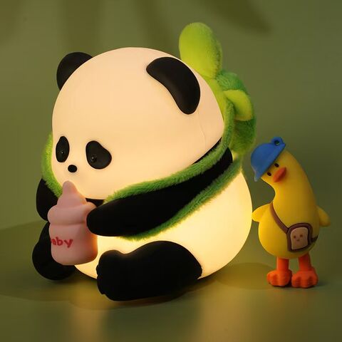 Veilleuse Panda Mignonne, Lampe de Chevet Tactile en Silicone, Décoration de Chambre d'Enfant pour le Soin des Yeux, Éclairage Ambiant pour Chambre d'Étudiant