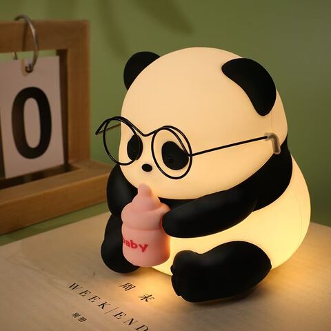 Veilleuse Panda Mignonne, Lampe de Chevet Tactile en Silicone, Décoration de Chambre d'Enfant pour le Soin des Yeux, Éclairage Ambiant pour Chambre d'Étudiant