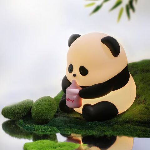 Veilleuse Panda Mignonne, Lampe de Chevet Tactile en Silicone, Décoration de Chambre d'Enfant pour le Soin des Yeux, Éclairage Ambiant pour Chambre d'Étudiant