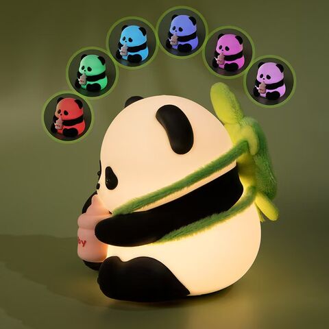 Veilleuse Panda Mignonne, Lampe de Chevet Tactile en Silicone, Décoration de Chambre d'Enfant pour le Soin des Yeux, Éclairage Ambiant pour Chambre d'Étudiant