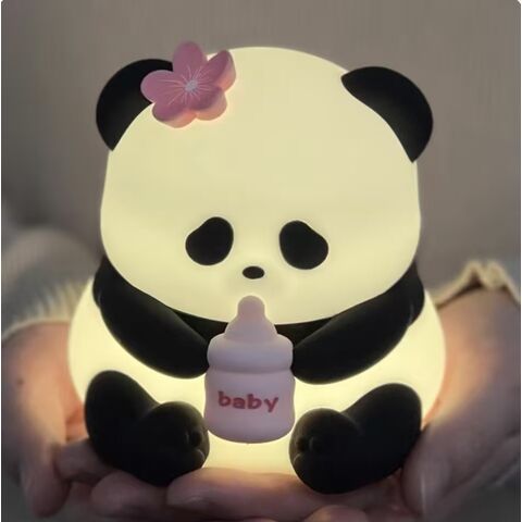 Veilleuse Panda Mignonne, Lampe de Chevet Tactile en Silicone, Décoration de Chambre d'Enfant pour le Soin des Yeux, Éclairage Ambiant pour Chambre d'Étudiant