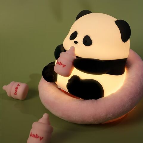 Veilleuse Panda Mignonne, Lampe de Chevet Tactile en Silicone, Décoration de Chambre d'Enfant pour le Soin des Yeux, Éclairage Ambiant pour Chambre d'Étudiant