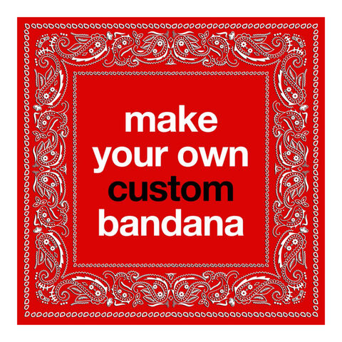 Bandana Multifuncional 2025, Lenço de Seda Quadrado Colorido Personalizado, Bandana Clássica Estampada, Logotipo Personalizado em Bandana de Algodão Vermelha
