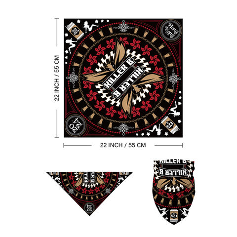 Bandana Multifuncional 2025, Lenço de Seda Quadrado Colorido Personalizado, Bandana Clássica Estampada, Logotipo Personalizado em Bandana de Algodão Vermelha