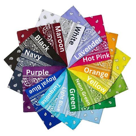 Bandana Multifuncional 2025, Lenço de Seda Quadrado Colorido Personalizado, Bandana Clássica Estampada, Logotipo Personalizado em Bandana de Algodão Vermelha