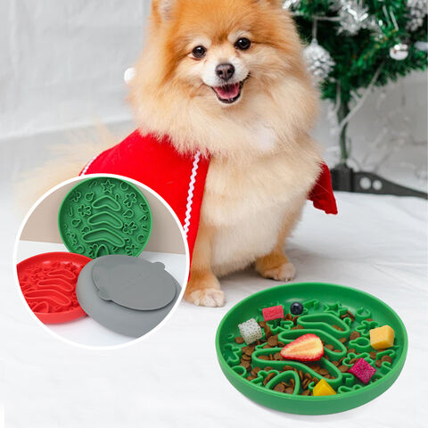 Nouveaux bols d'alimentation lente en silicone de Noël pour animaux de compagnie, gamelle pour chiens, tapis à lécher pour animaux, fournitures pour chiens et chats en gros
